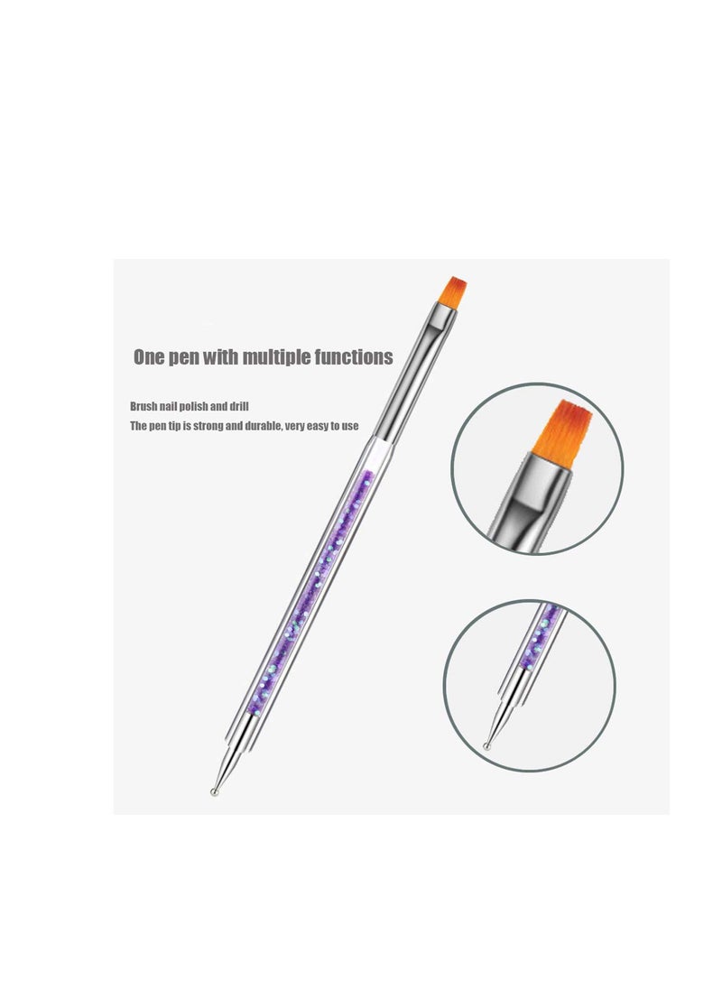 Nail Art Brushes, Double Ended Brush & Dotting Tool Kit, Including Nail Liner Brush and Nail Dotting Pens for Nail Art Nail Salon 5Pcs