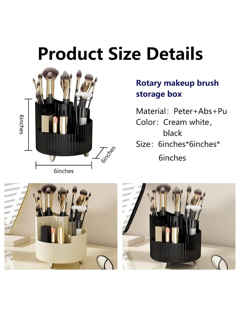 Cosmetic Case, Makeup Brush Holder,360° Swivel Makeup Organizer, Makeup Brush Organizer with 5 Slots, Swivel Makeup Brush Organizer for Bathroom Countertop, Cream