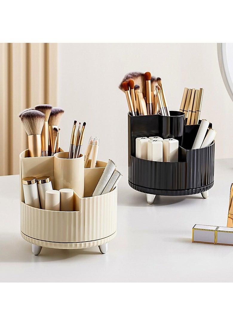 Cosmetic Case, Makeup Brush Holder,360° Swivel Makeup Organizer, Makeup Brush Organizer with 5 Slots, Swivel Makeup Brush Organizer for Bathroom Countertop, Cream