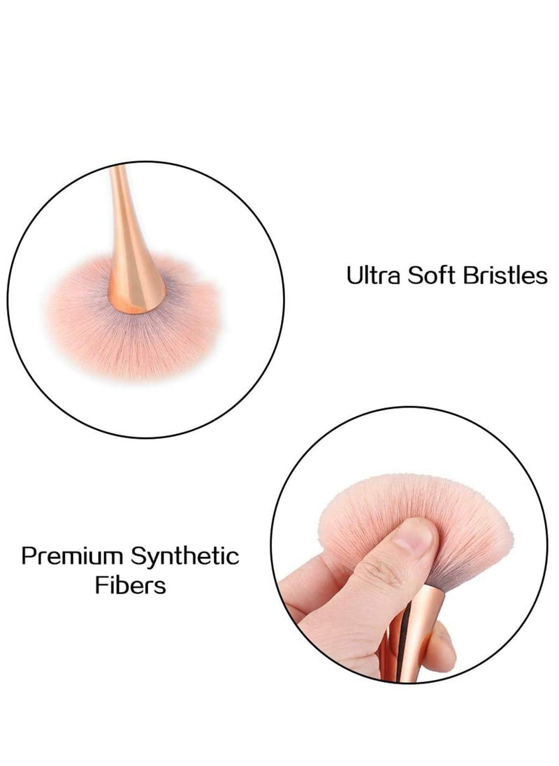 2 Pcs Large Mineral Powder Brush, Soft Fluffy Foundation Brush, Professional Powder Brush and Blush Brush for Daily Makeup, Rose Gold