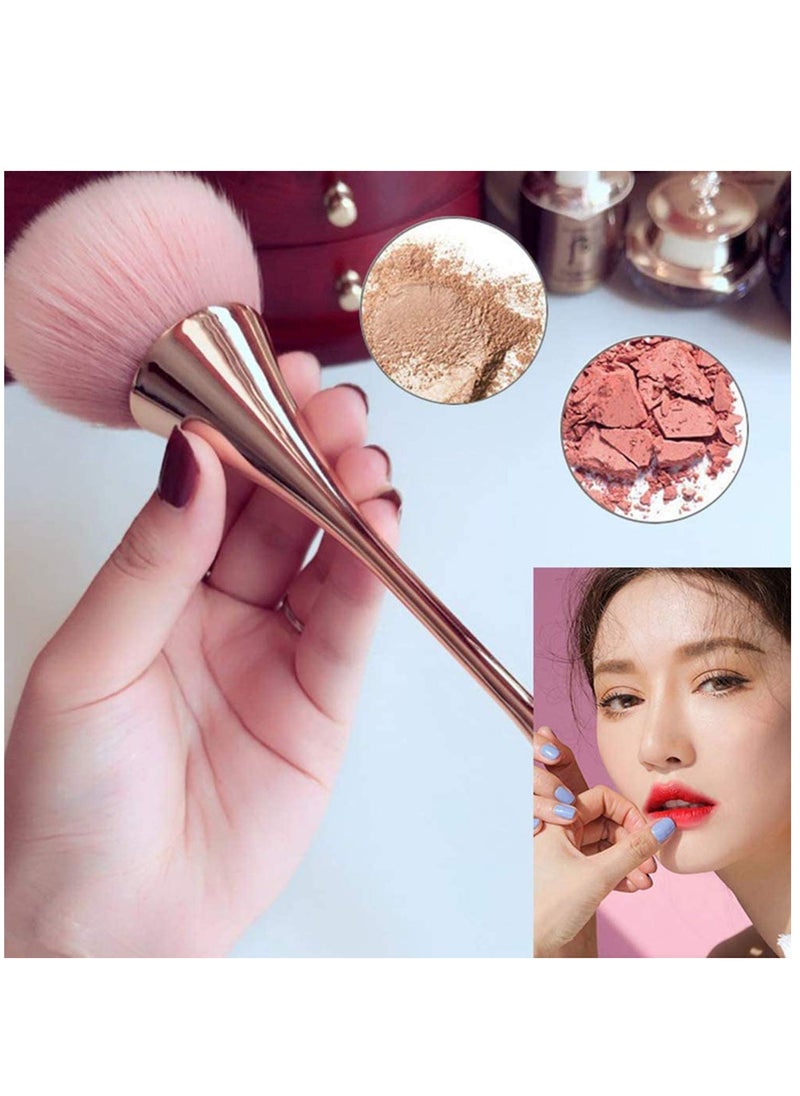 2 Pcs Large Mineral Powder Brush, Soft Fluffy Foundation Brush, Professional Powder Brush and Blush Brush for Daily Makeup, Rose Gold