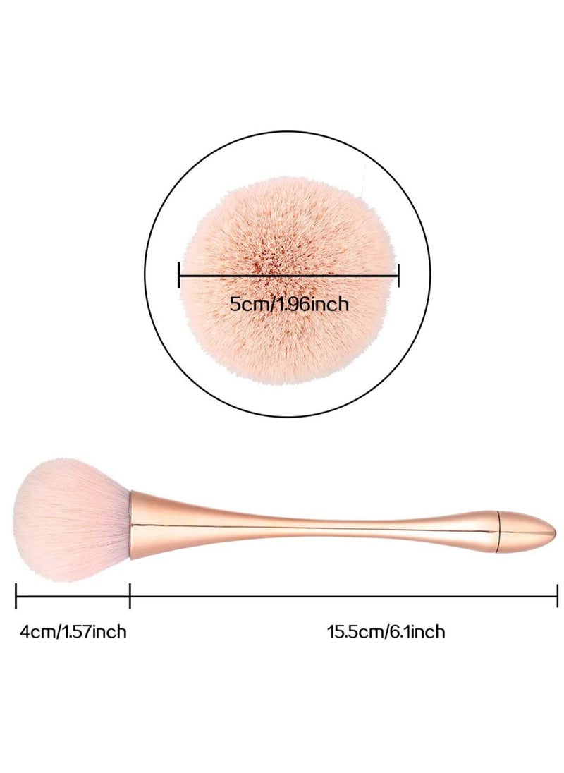 2 Pcs Large Mineral Powder Brush, Soft Fluffy Foundation Brush, Professional Powder Brush and Blush Brush for Daily Makeup, Rose Gold