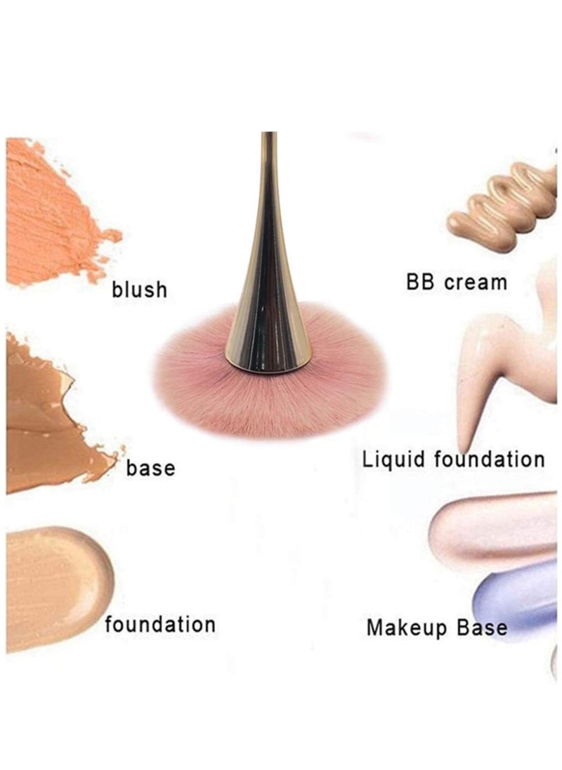 2 Pcs Large Mineral Powder Brush, Soft Fluffy Foundation Brush, Professional Powder Brush and Blush Brush for Daily Makeup, Rose Gold