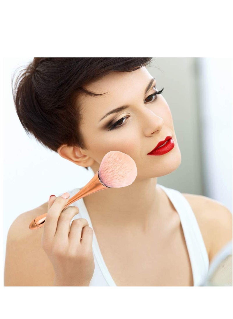 2 Pcs Large Mineral Powder Brush, Soft Fluffy Foundation Brush, Professional Powder Brush and Blush Brush for Daily Makeup, Rose Gold