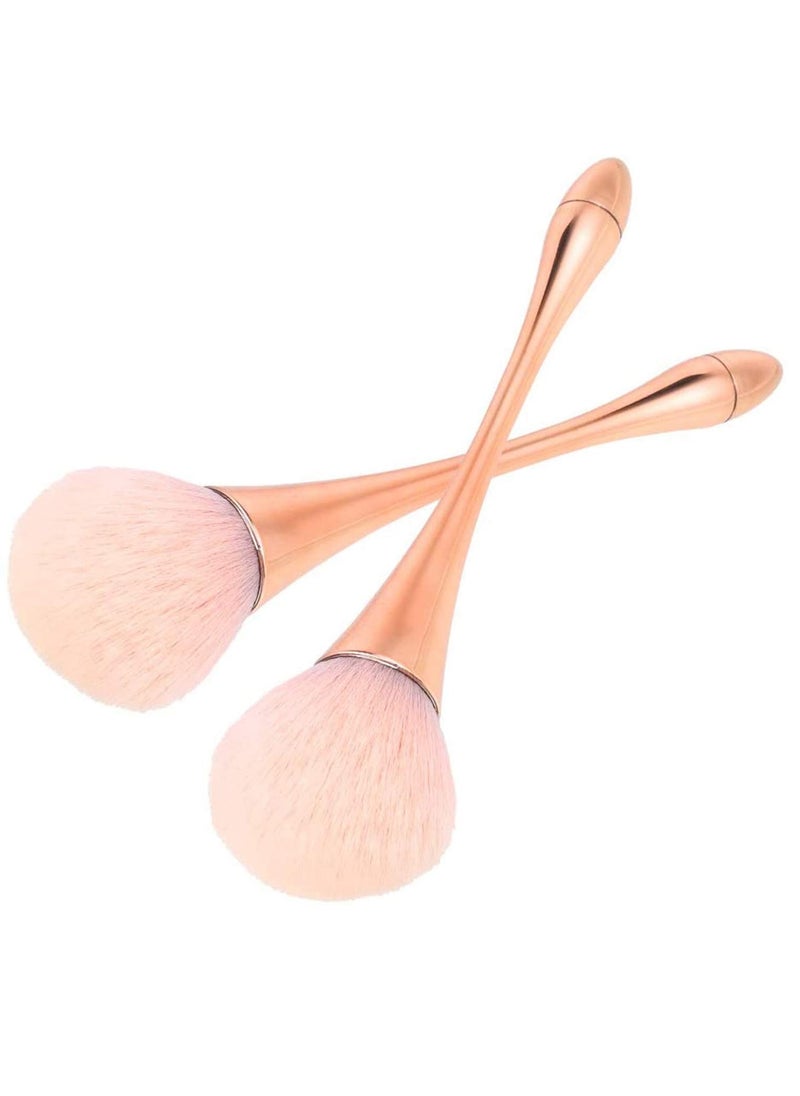 2 Pcs Large Mineral Powder Brush, Soft Fluffy Foundation Brush, Professional Powder Brush and Blush Brush for Daily Makeup, Rose Gold