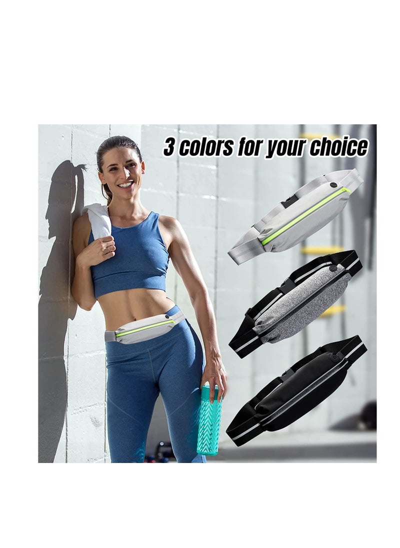 Running Waist Packs, Slim f anny Pack, Reflective Ultra Light Jogging Pouch with Headphone Port, Waterproof Phone Holder for Running Hiking Gym for Women and Men, Adjustable Running Waist Belt