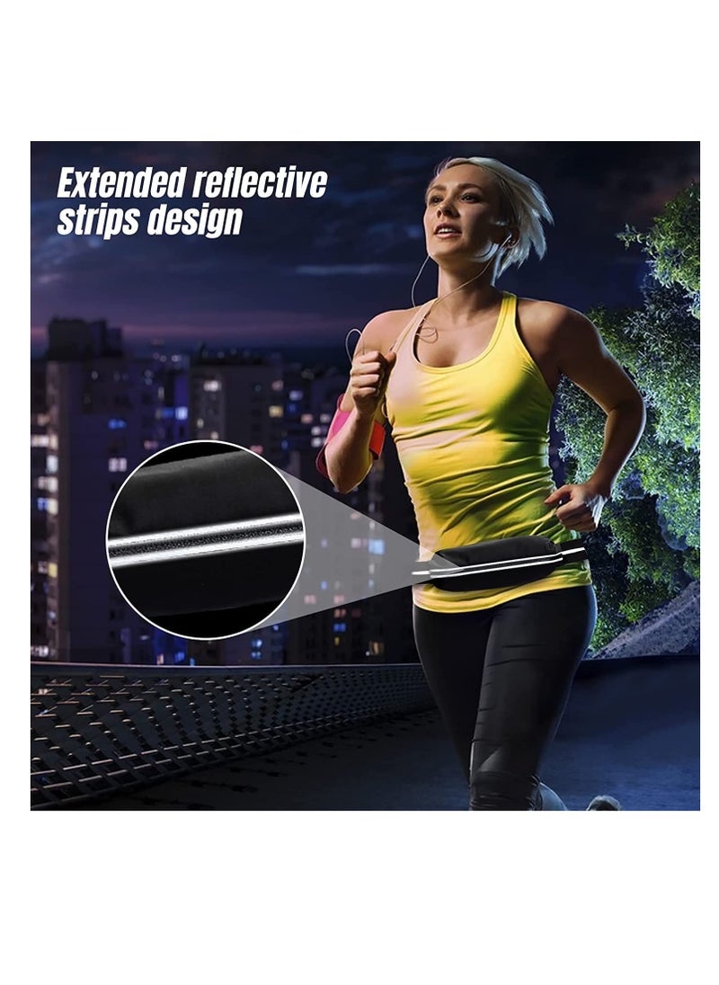Running Waist Packs, Slim f anny Pack, Reflective Ultra Light Jogging Pouch with Headphone Port, Waterproof Phone Holder for Running Hiking Gym for Women and Men, Adjustable Running Waist Belt