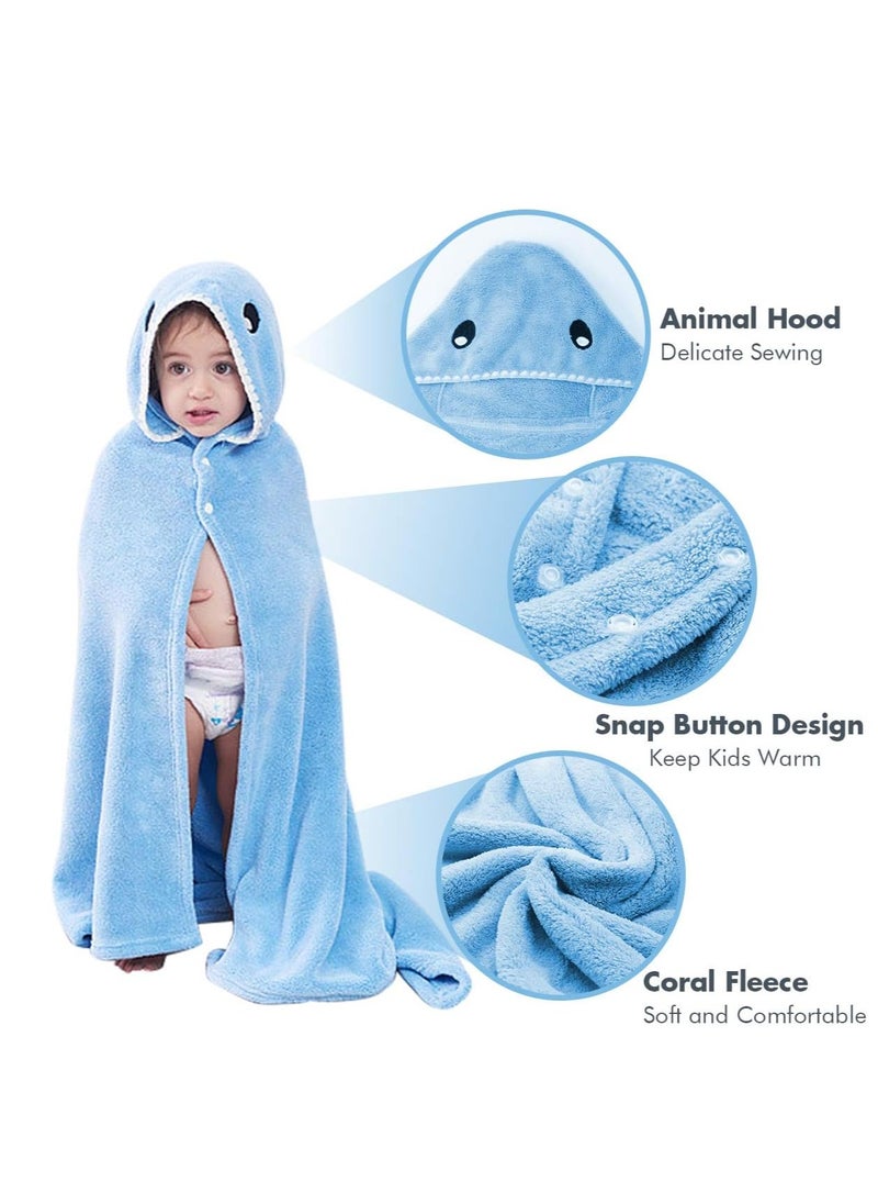 Hooded Towels for Kids 3 13 Years, Premium Beach or Bath Towel, Rabbit Design, Ultra Soft, And Extra Large, 100% Cotton Children's SwimmingBath Towel with Hood Blue Shark