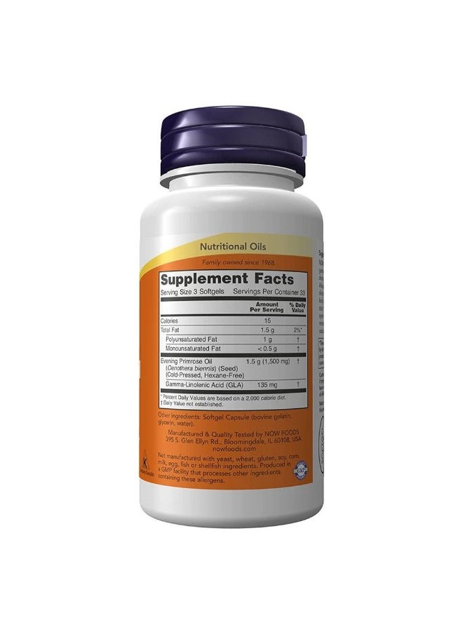 Now Evening Primrose Oil 500Mg, 100Softgels