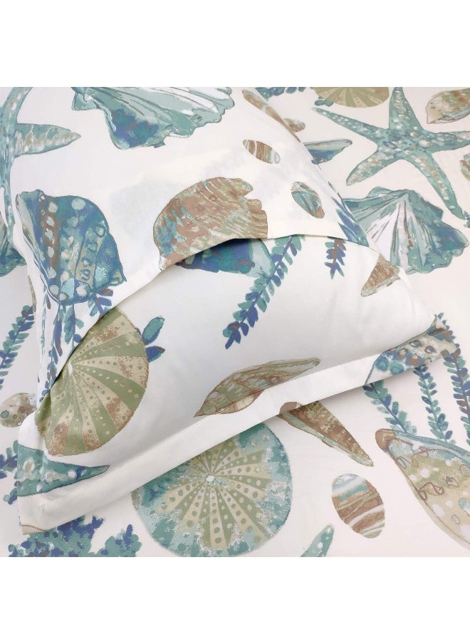 FADFAY 100% Cotton Tropical Bedding Sets Duvet Cover Set/Pillowcases Queen Off-white