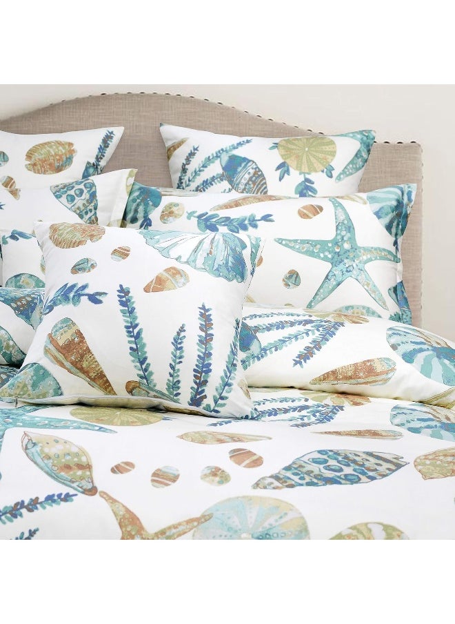 FADFAY 100% Cotton Tropical Bedding Sets Duvet Cover Set/Pillowcases Queen Off-white