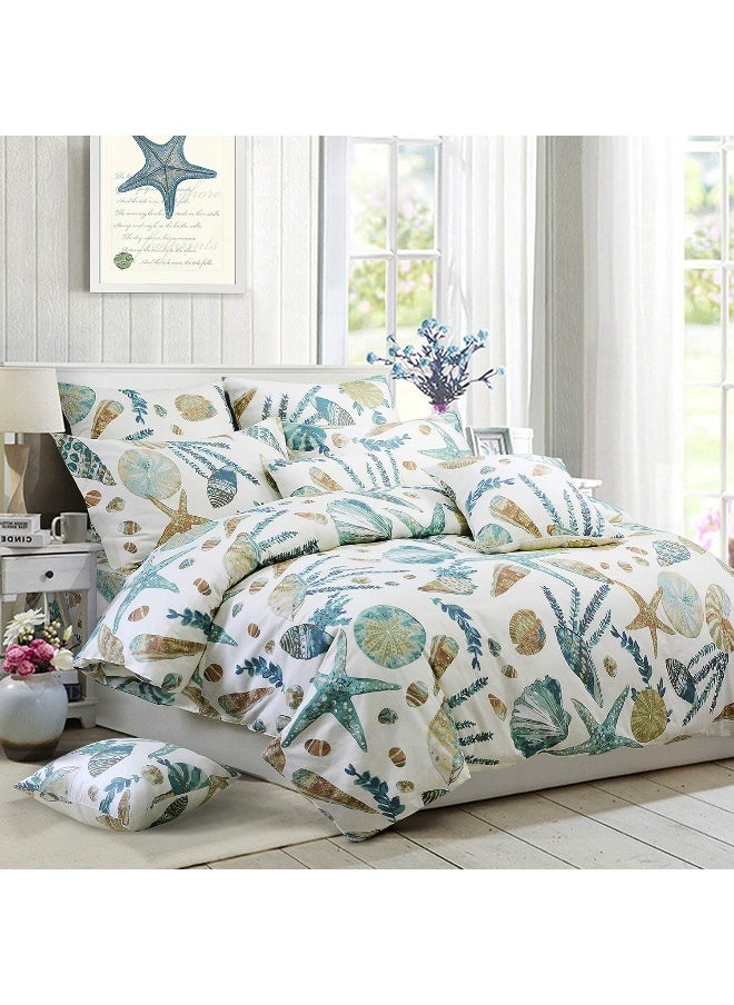 FADFAY 100% Cotton Tropical Bedding Sets Duvet Cover Set/Pillowcases Queen Off-white