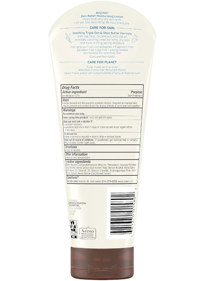 Skin Relief 24 Hour Moisturizing Lotion For Sensitive Skin With Natural Shea Butter & Triple Oat Complex, Unscented Therapeutic Lotion For Extra Dry, Itchy Skin, 8 Fl. Oz