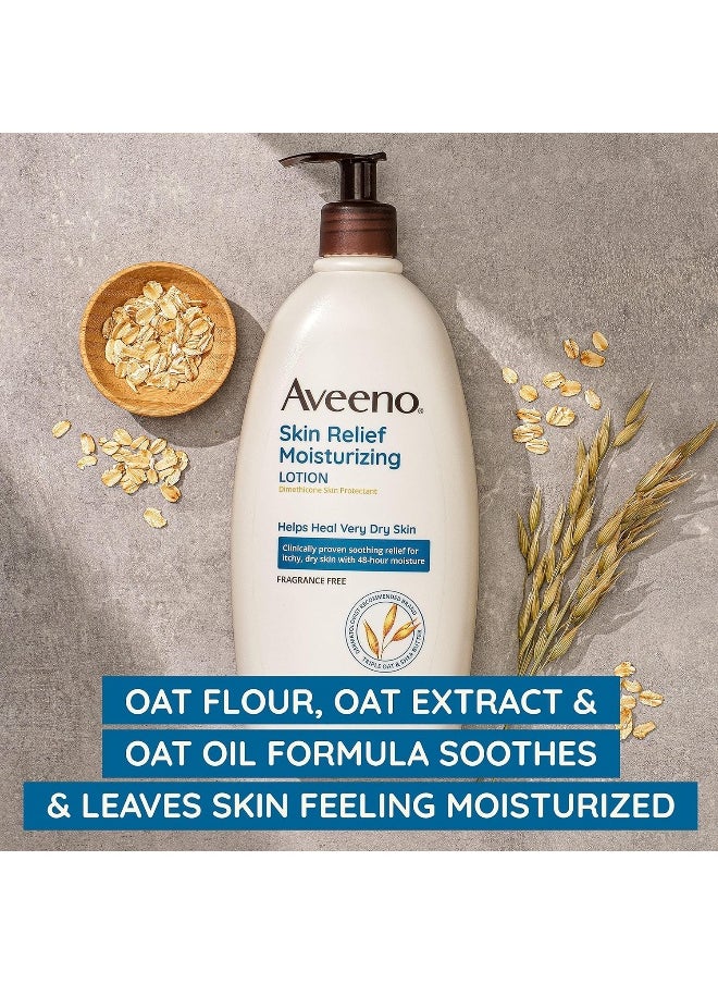Skin Relief 24 Hour Moisturizing Lotion For Sensitive Skin With Natural Shea Butter & Triple Oat Complex, Unscented Therapeutic Lotion For Extra Dry, Itchy Skin, 8 Fl. Oz