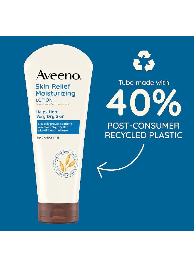 Skin Relief 24 Hour Moisturizing Lotion For Sensitive Skin With Natural Shea Butter & Triple Oat Complex, Unscented Therapeutic Lotion For Extra Dry, Itchy Skin, 8 Fl. Oz