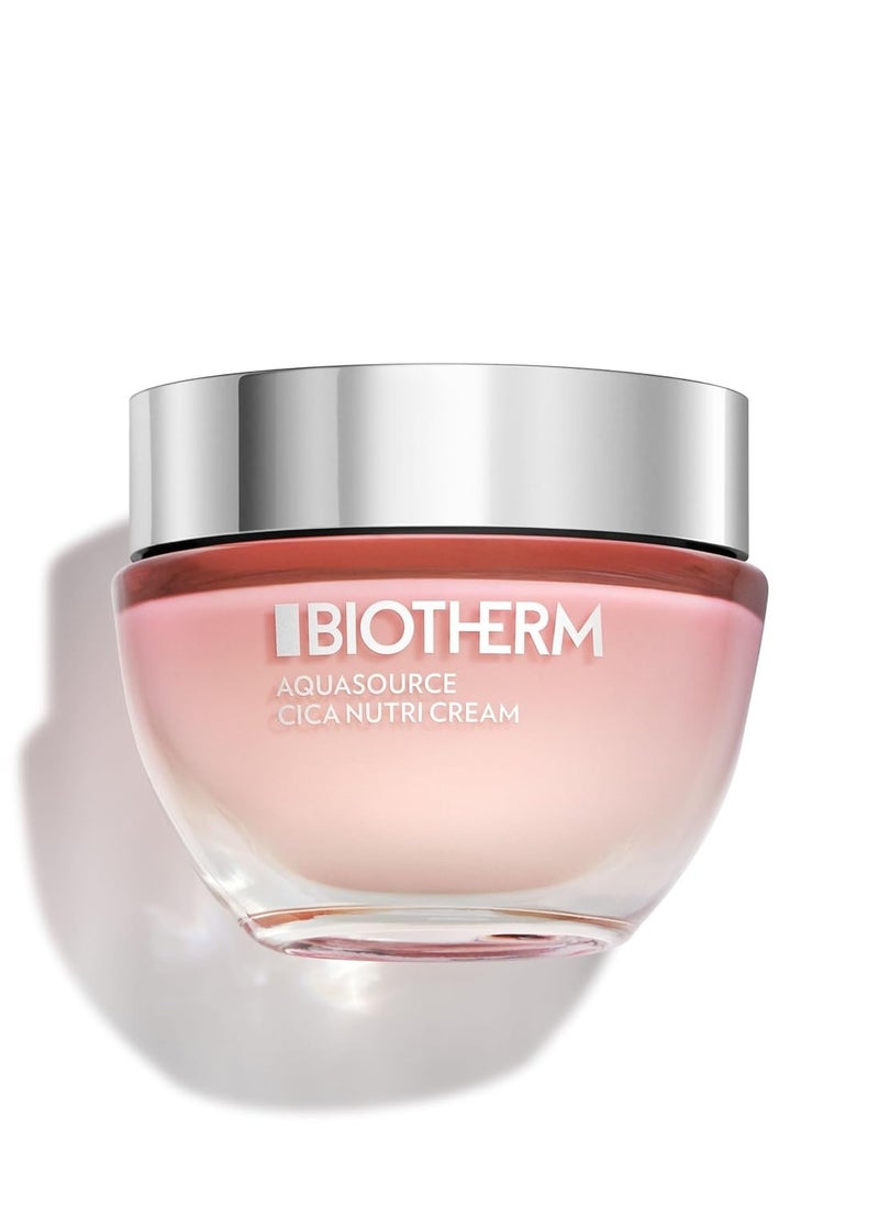 Biotherm Aquasource Cica Nutri Cream, For Dry To Normal Skin. Infused With Centella Asiatica And Biotech Plankton For Soothed, Softer And Luminous Skin, 1.7 Fl. Oz.