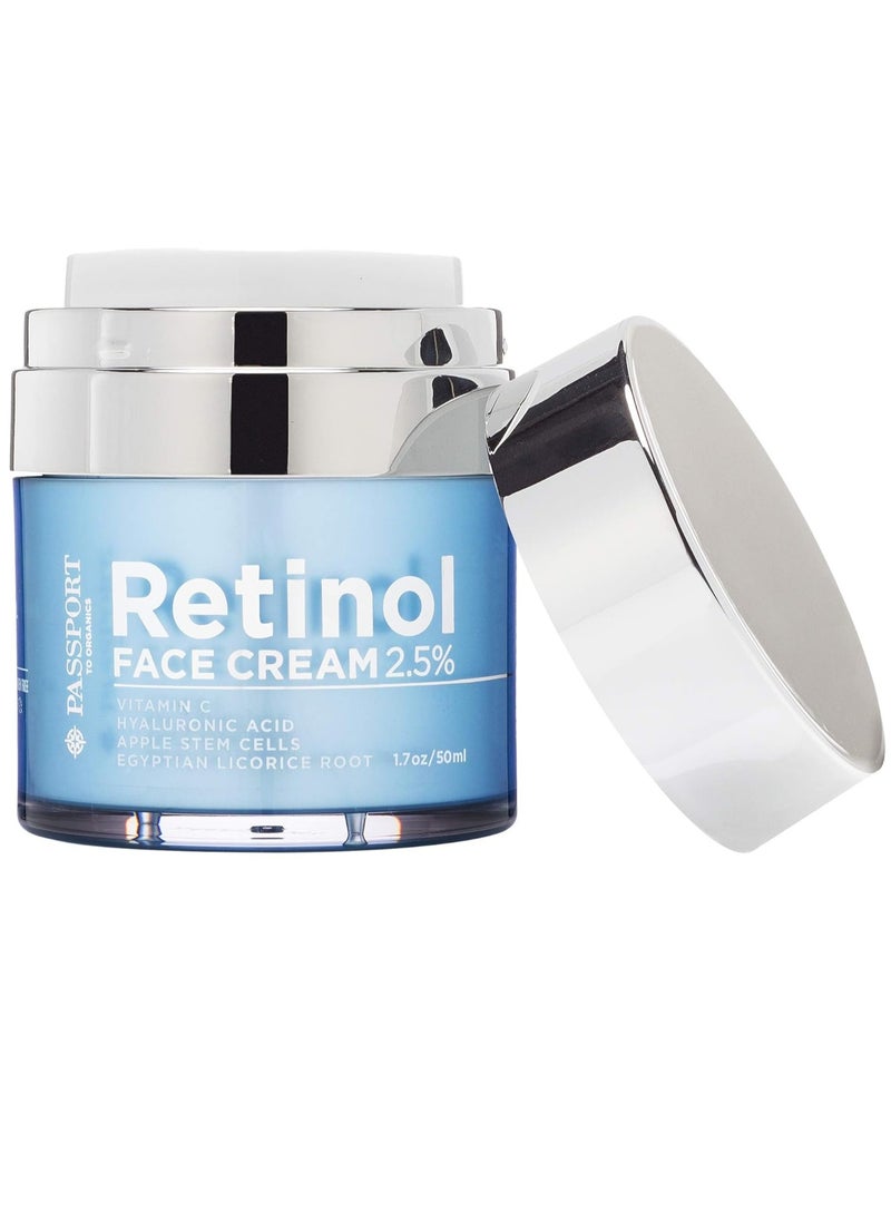 Retinol 2.5% High Potency Face Cream - Anti-Aging Cream - Organic Moisturizing Cream with Vitamin C, Hyaluronic Acid & Essential Oils - Retinol Moisturizer for Dry Skin - 1.7oz
