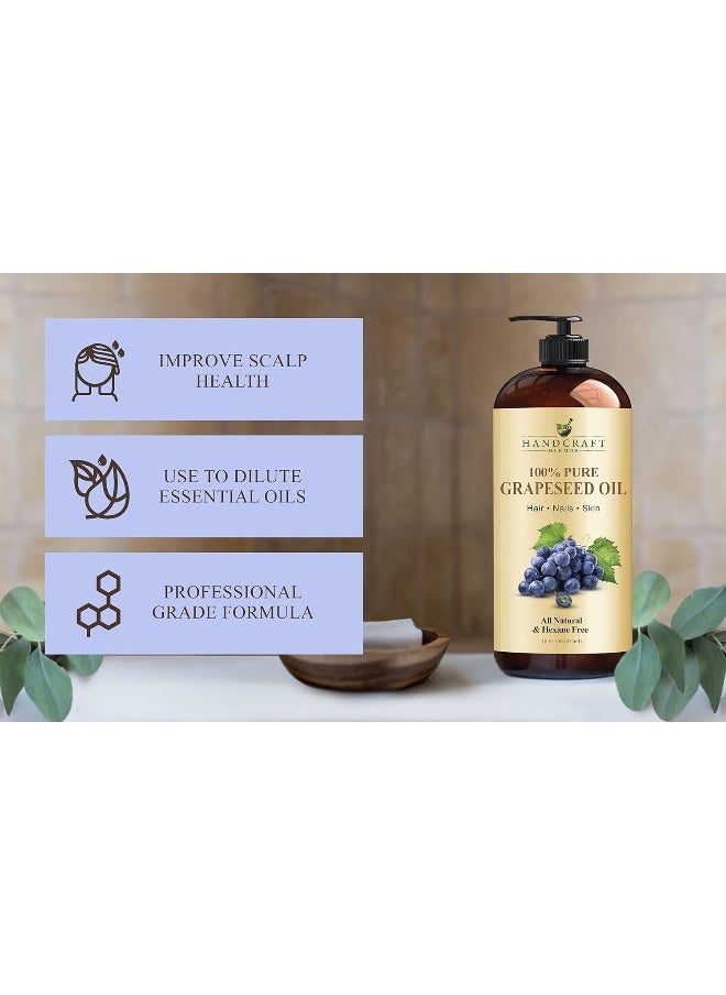 Handcraft Grapeseed Oil - 100% Pure And Natural - Premium Therapeutic Grade Carrier Oil For Aromatherapy, Massage, Moisturizing Skin And Hair - 473 Ml