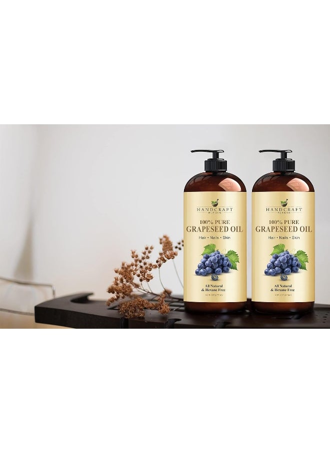 Handcraft Grapeseed Oil - 100% Pure And Natural - Premium Therapeutic Grade Carrier Oil For Aromatherapy, Massage, Moisturizing Skin And Hair - 473 Ml