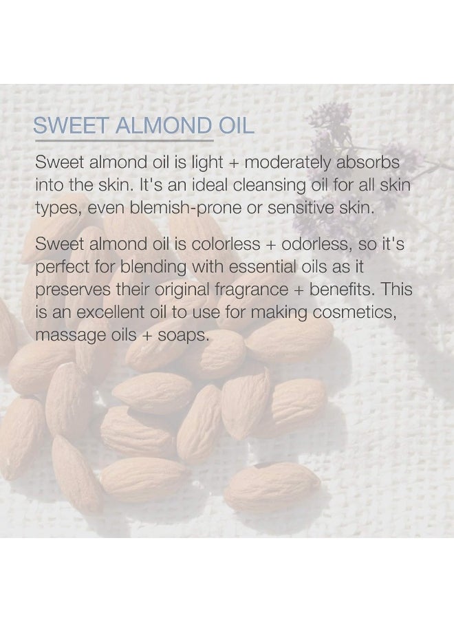 Sweet Almond Oil For Hair And Skin, 100% Pure And Cold Pressed, Hexane Free, Skin Moisturizer, Nails, Therapeutic Massage, Carrier Oil - By 16 Fl. Ounce (Label Varies)