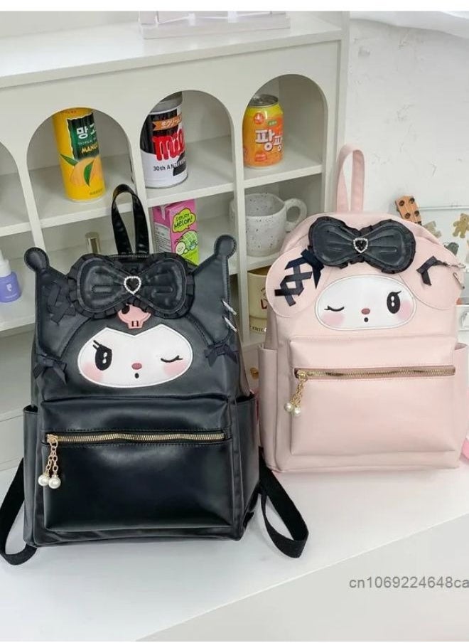 My Melody Mini Backpack, Pink Faux Leather with Bow Design