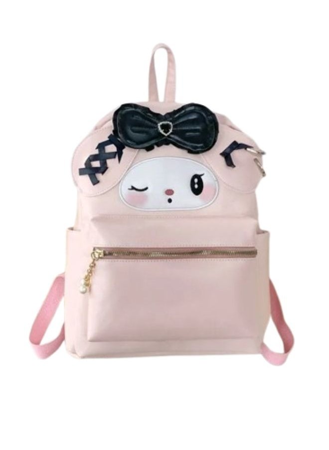My Melody Mini Backpack, Pink Faux Leather with Bow Design