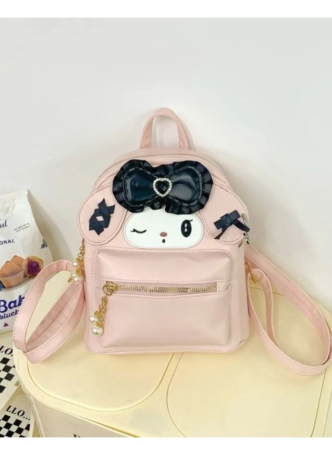 My Melody Mini Backpack, Pink Faux Leather with Bow Design
