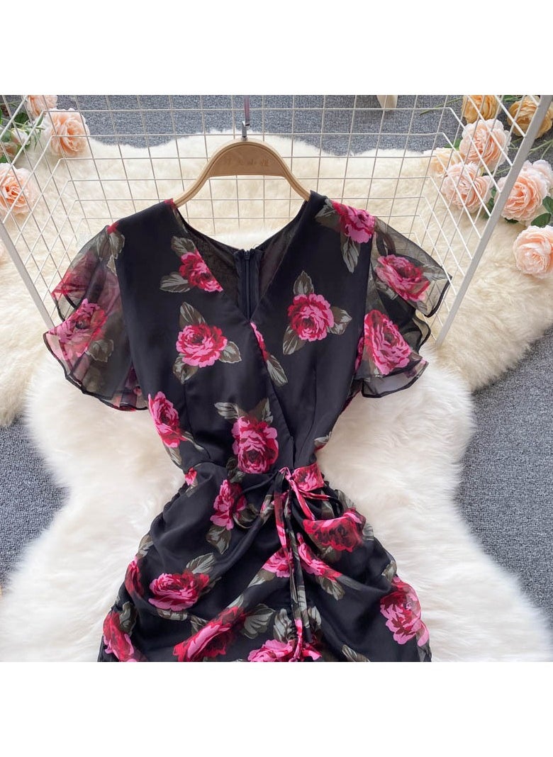 New Chiffon Temperament Ruffled Fish Tail Dress