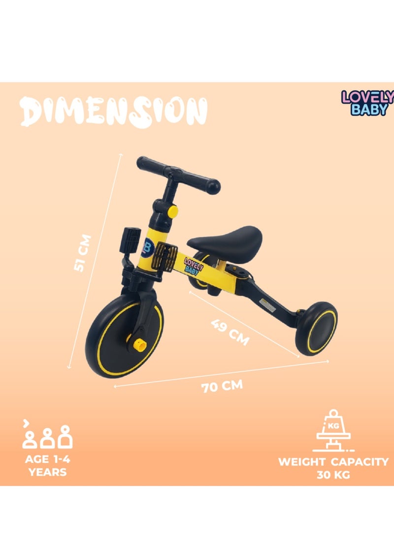 Lovely Baby 2-in-1 Kids Balance Bike & Tricycle LB 152 – Adjustable Seat, EVA Wheels, Leather Seat, Indoor & Outdoor Toddler Ride-On for Boys & Girls, Convertible Baby Trike for 1-4 Years