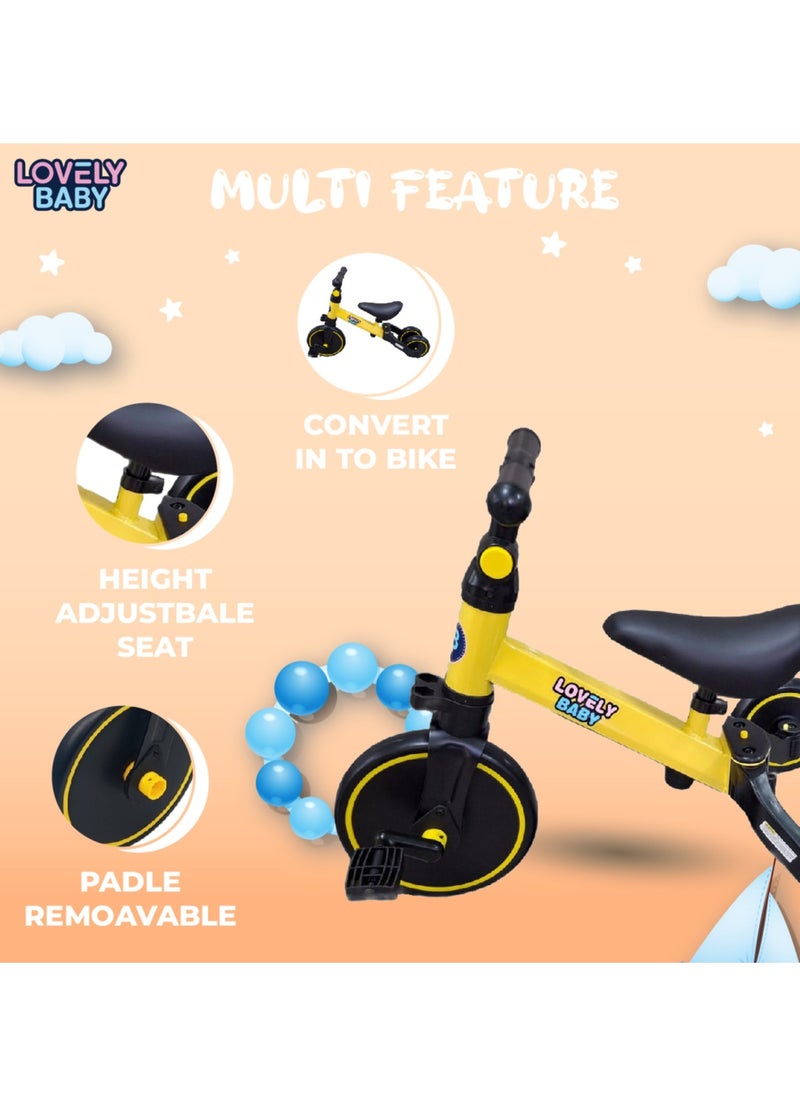Lovely Baby 2-in-1 Kids Balance Bike & Tricycle LB 152 – Adjustable Seat, EVA Wheels, Leather Seat, Indoor & Outdoor Toddler Ride-On for Boys & Girls, Convertible Baby Trike for 1-4 Years