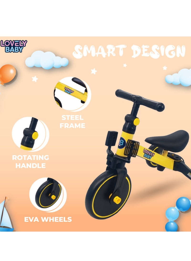Lovely Baby 2-in-1 Kids Balance Bike & Tricycle LB 152 – Adjustable Seat, EVA Wheels, Leather Seat, Indoor & Outdoor Toddler Ride-On for Boys & Girls, Convertible Baby Trike for 1-4 Years