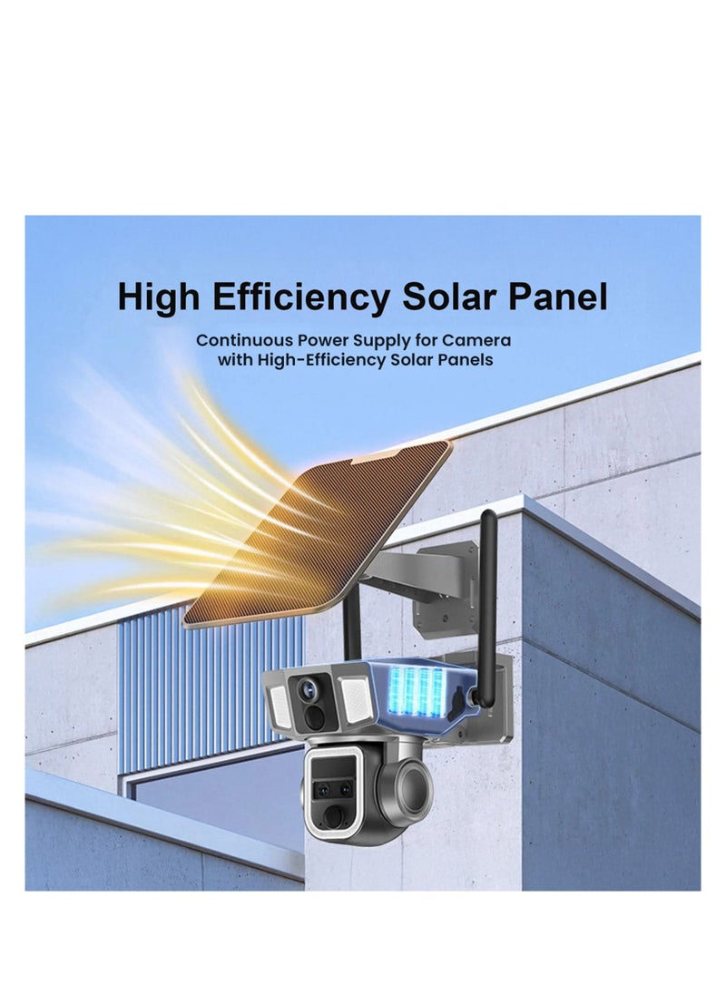 Y7A 4K 8MP Solar-Powered Outdoor Security Camera with 355° PTZ, IR Night Vision, 4G/Wi-Fi Dual Connectivity, Two-Way Audio, Human Detection, IP66, 10X Zoom, TF/Cloud Storage, 1-Year Warranty