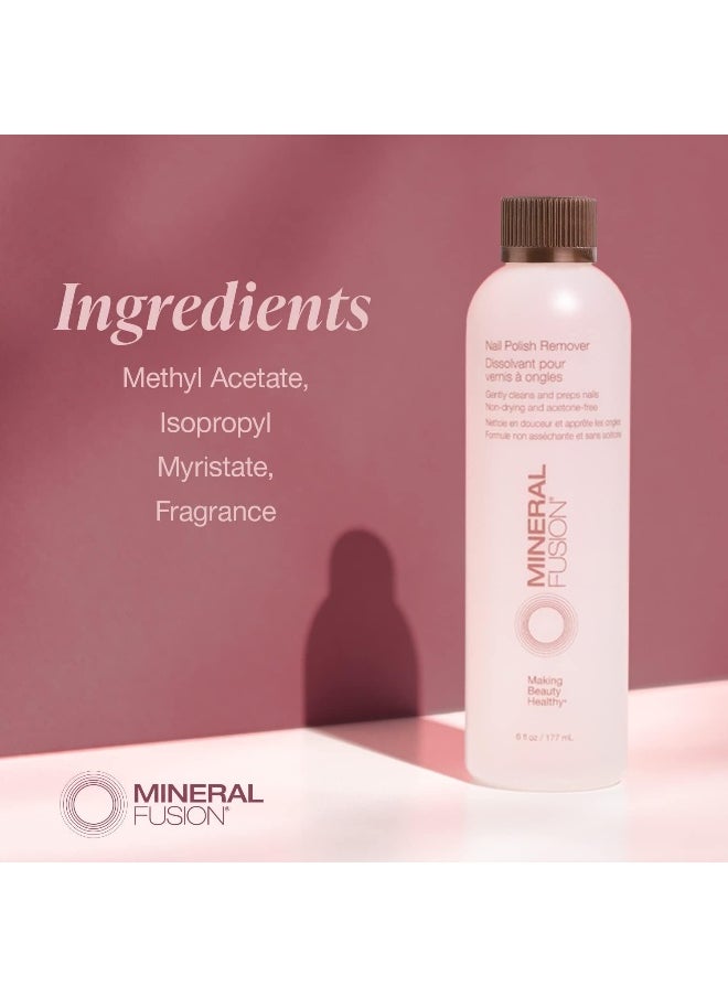 Mineral Fusion Acetone Free Nail Polish Remover, Gentle, Non-Drying, Regular & Gel Polish, 6 fl oz (2 Pack), Vegan & Cruelty-Free Nail Care for Women and Men
