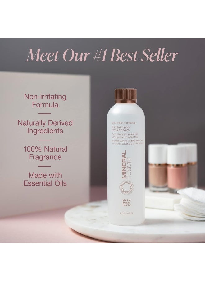 Mineral Fusion Acetone Free Nail Polish Remover, Gentle, Non-Drying, Regular & Gel Polish, 6 fl oz (2 Pack), Vegan & Cruelty-Free Nail Care for Women and Men