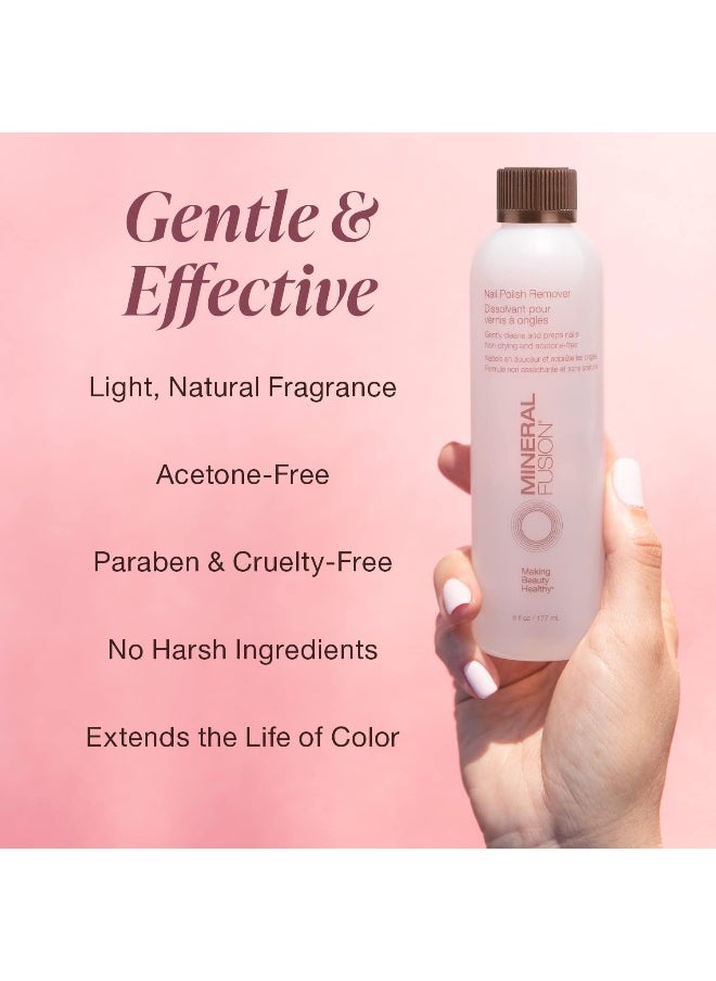 Mineral Fusion Acetone Free Nail Polish Remover, Gentle, Non-Drying, Regular & Gel Polish, 6 fl oz (2 Pack), Vegan & Cruelty-Free Nail Care for Women and Men