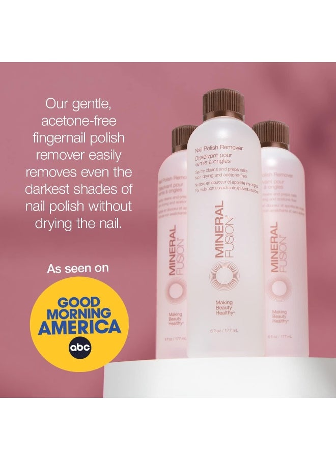 Mineral Fusion Acetone Free Nail Polish Remover, Gentle, Non-Drying, Regular & Gel Polish, 6 fl oz (2 Pack), Vegan & Cruelty-Free Nail Care for Women and Men