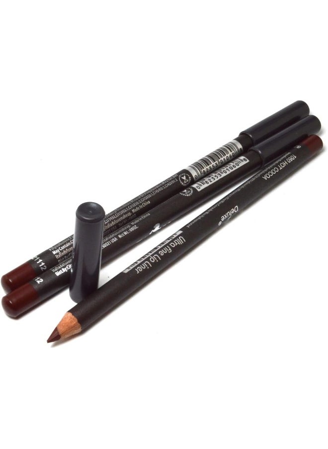 Deluxe Hot Cocoa Professional Ultra Fine Eyeliner Pencil, Creamy, Ultra-Pigmented, Long-Lasting, Creates Defined Lines, Professional Makeup, Set Of 3