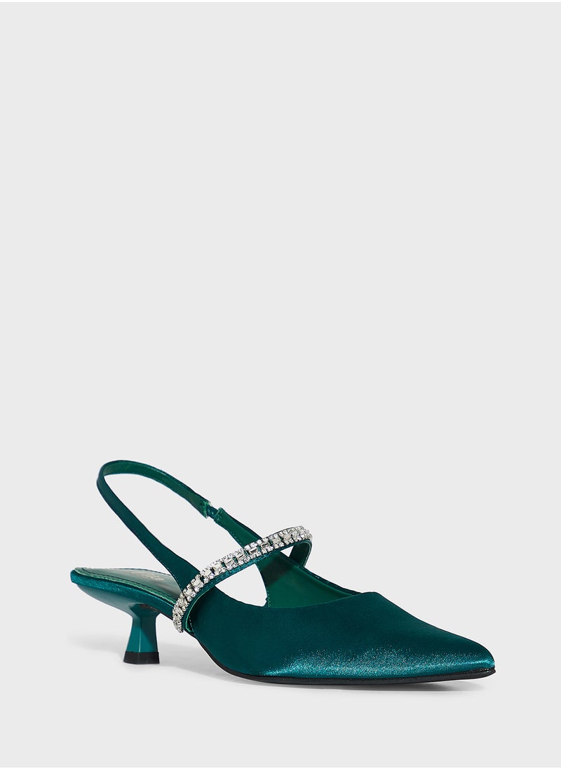 Diamate  Satin Sling Back Pump