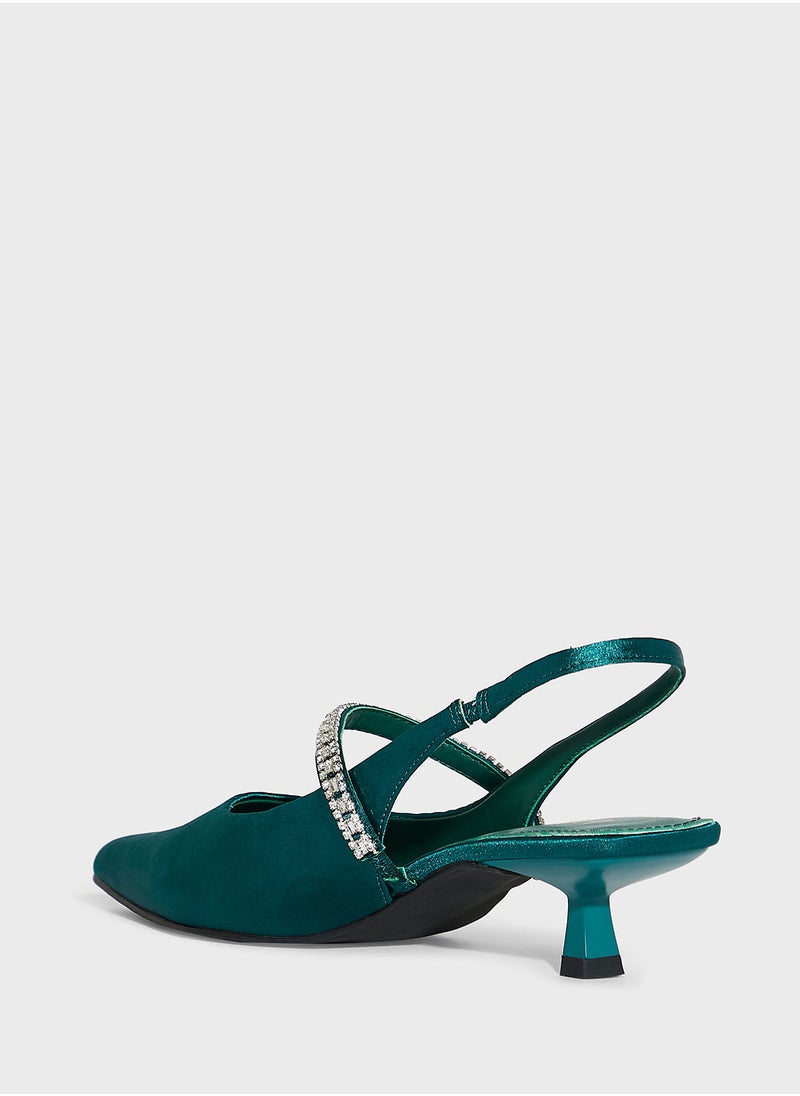 Diamate  Satin Sling Back Pump