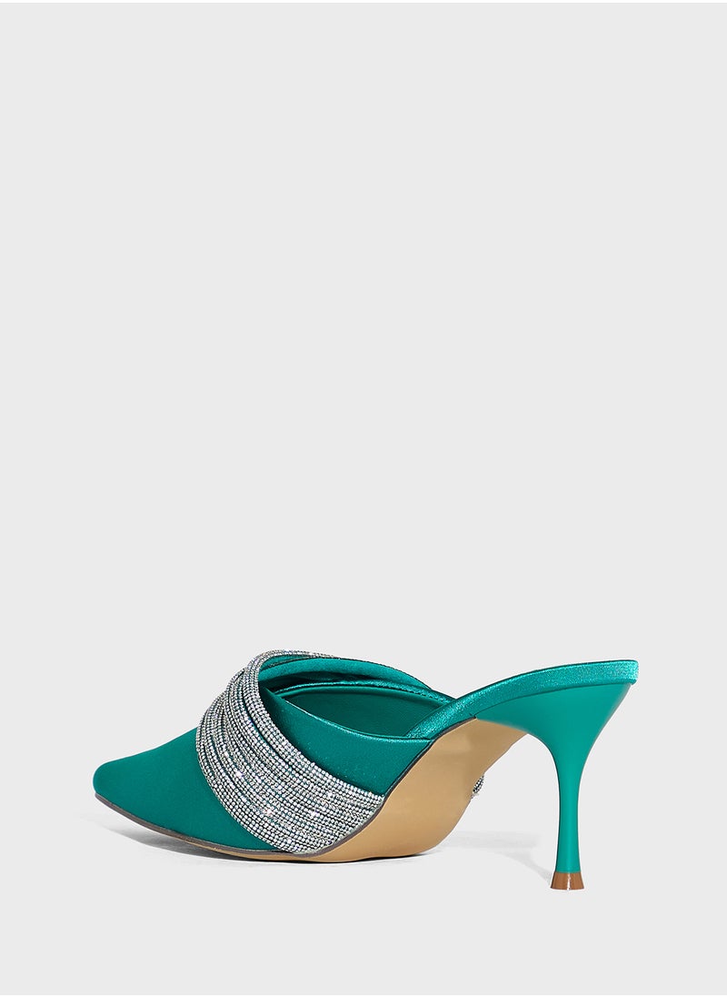 Multi Strap Diamante Mule Pump