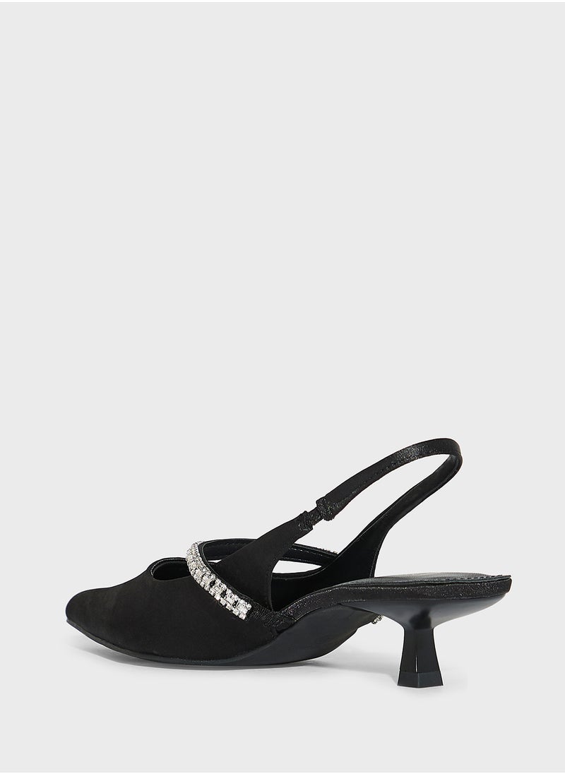 Diamate  Satin Sling Back Pump