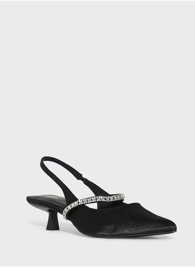 Diamate  Satin Sling Back Pump