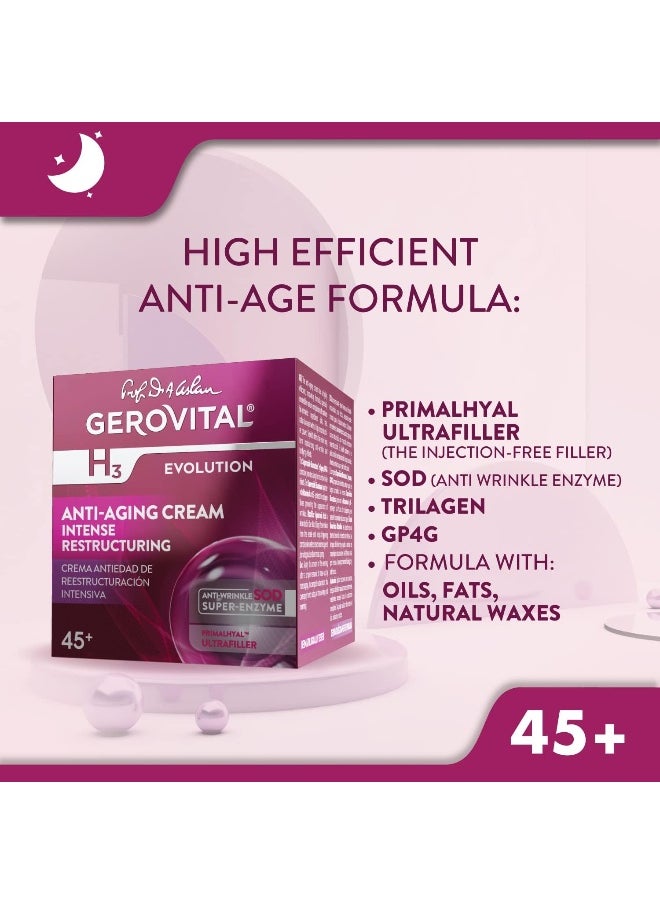 H3 Evolution, Anti-Aging Cream Intensive Restructuring With Superoxide Dismutase (The Anti-Aging Super Enzyme) 45+ (1.69 Fl.Oz)