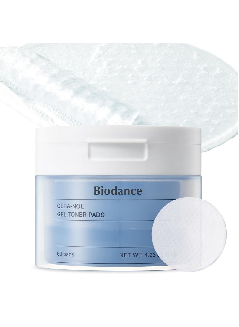 Cera-nol Gel Toner Pads | Hydrating, Soothing Korean Toner Pads for Sensitive Skin | 4.93 fl.oz.(140g), 60Pads