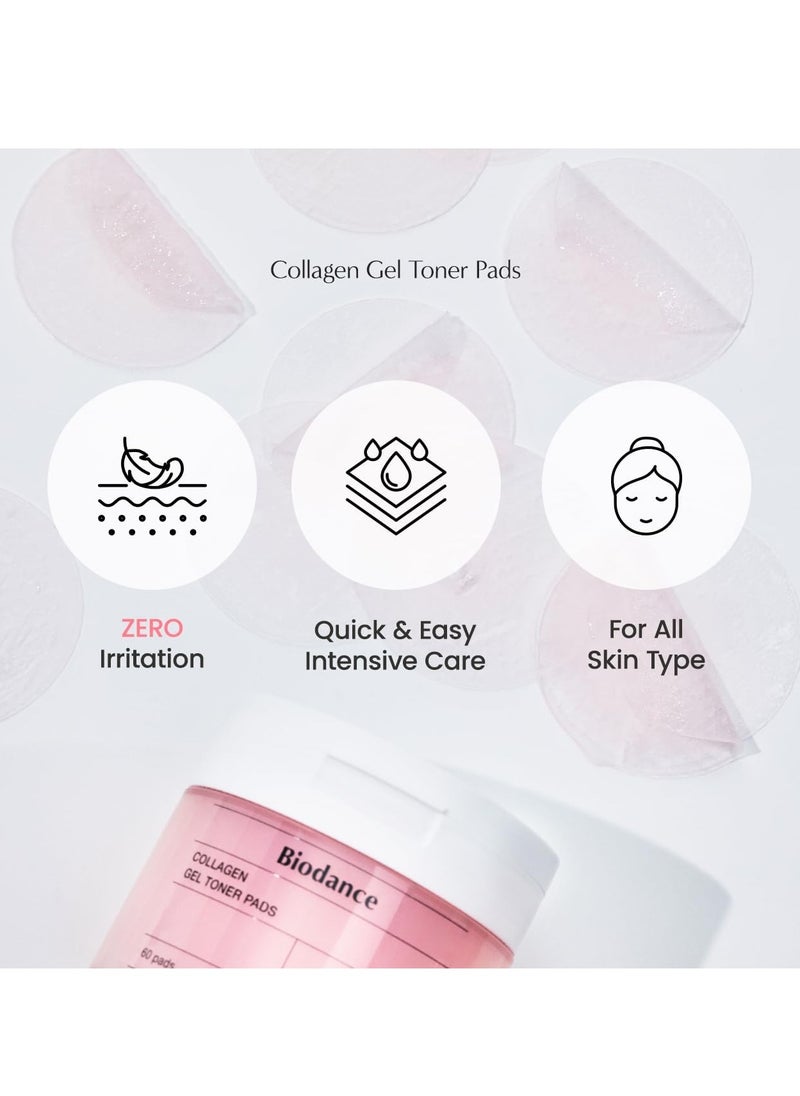 Collagen Gel Toner Pads | Pore Perfecting, Improving Elasticity, Korean Toner Pads for Sensitive Skin | 4.93 fl.oz.(140g), 60Pads