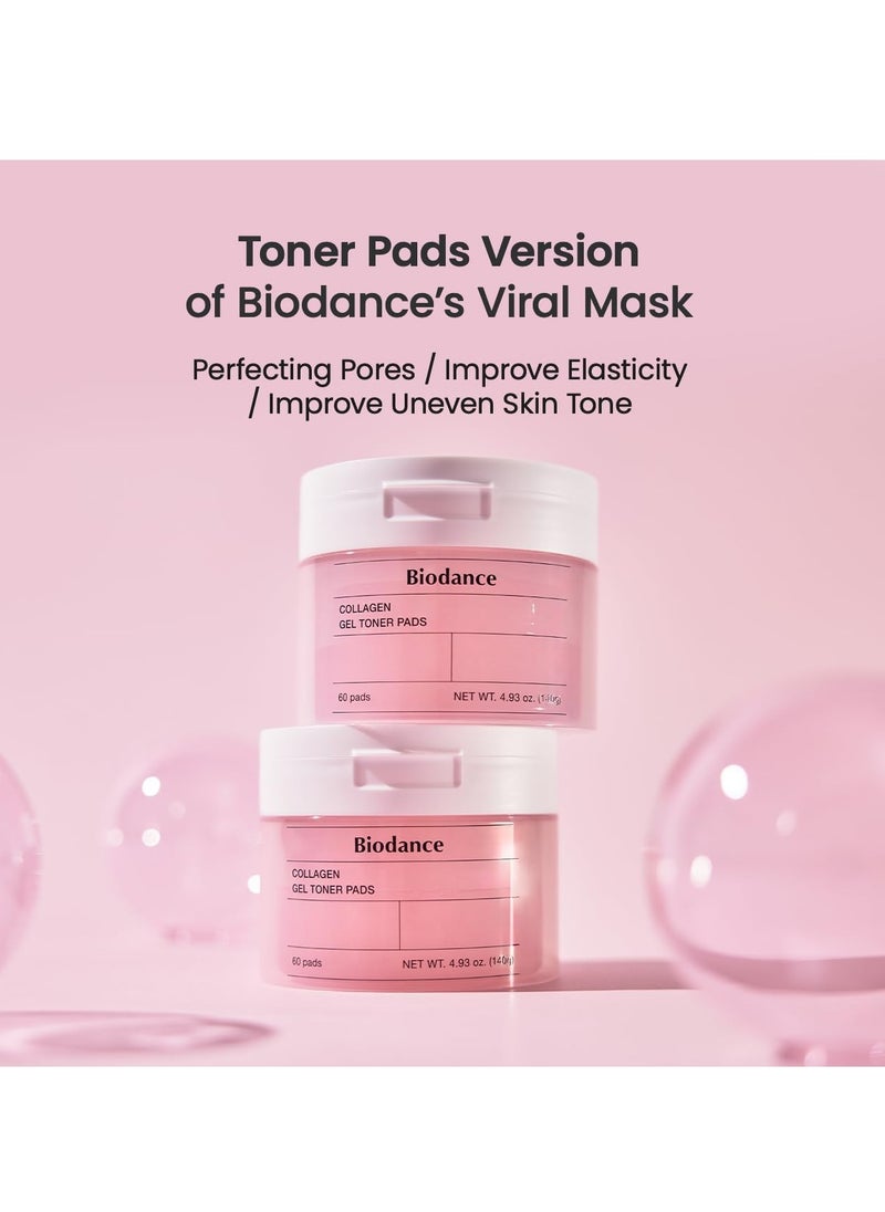Collagen Gel Toner Pads | Pore Perfecting, Improving Elasticity, Korean Toner Pads for Sensitive Skin | 4.93 fl.oz.(140g), 60Pads