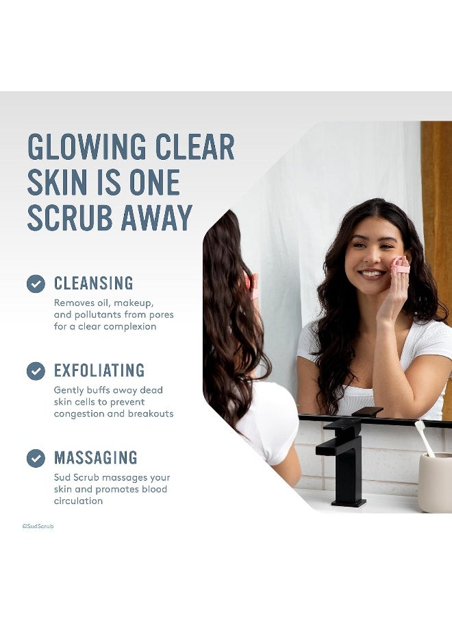 Sud Scrub® Antimicrobial Silicone Face Scrubber, 1 Pack, Gentle Face Exfoliator for Sensitive Skin, Eco Friendly Facial Cleansing Brush, Exfoliating Face Brush for Men and Women (Blue)