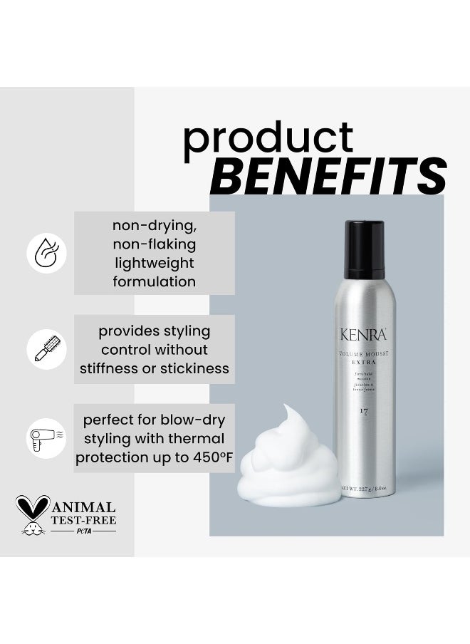 Kenra Professional Volume Mousse Extra 17 | Firm Hold Mousse | All Hair Types | 8 oz