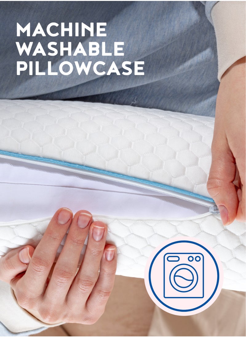Comforto Wave Blue Piping Memory Foam Pillow 60x40x13-11 cm