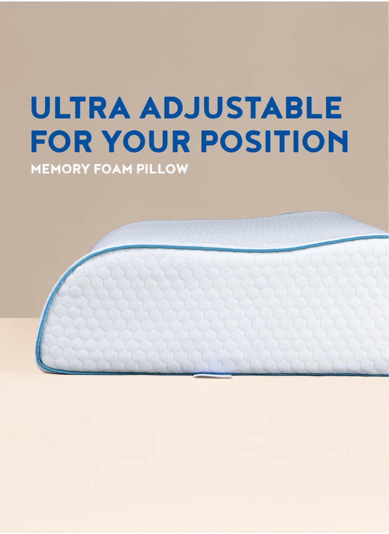 Comforto Wave Blue Piping Memory Foam Pillow 60x40x13-11 cm